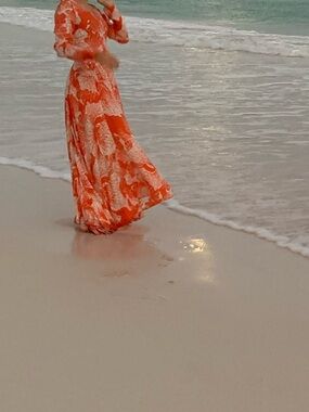 Free People Orange and White Floral Maxi Dress